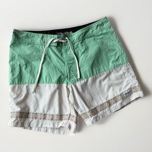 Huckberry Rhythm Heritage Splice Trim Surf Trunk Shorts 34 $65